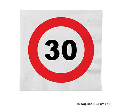 lot de 16 serviettes 30 ans en papier 33cm