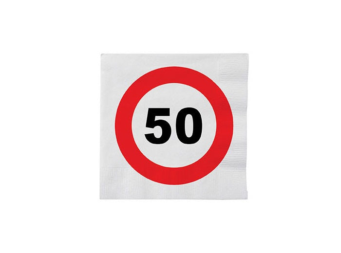 lot de 16 serviettes 50 ans en papier 33cm