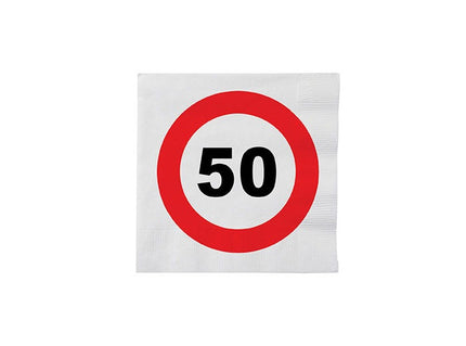 lot de 16 serviettes 50 ans en papier 33cm