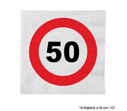 lot de 16 serviettes 50 ans en papier 33cm