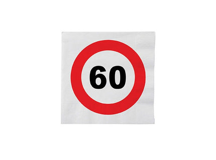 lot de 16 serviettes 60 ans en papier 33cm