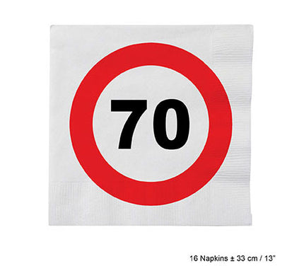 lot de 16 serviettes 70 ans en papier 33cm