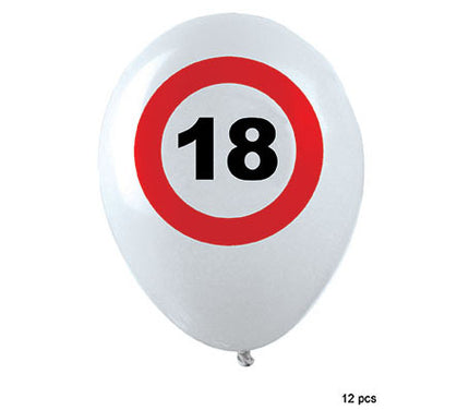 lot de 12 ballons 18 ans blanc