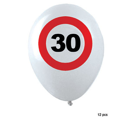 lot de 12 ballons 30 ans blanc