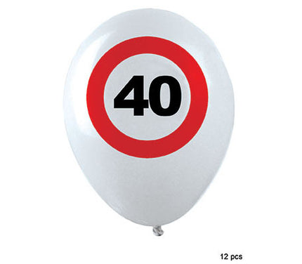 lot de 12 ballons 40 ans blanc