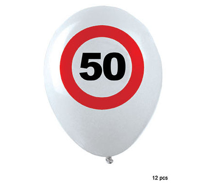 lot de 12 ballons 50 ans blanc