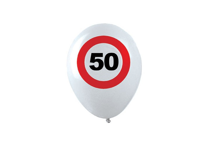 lot de 12 ballons 50 ans blanc