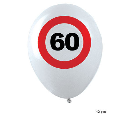 lot de 12 ballons 60 ans blanc