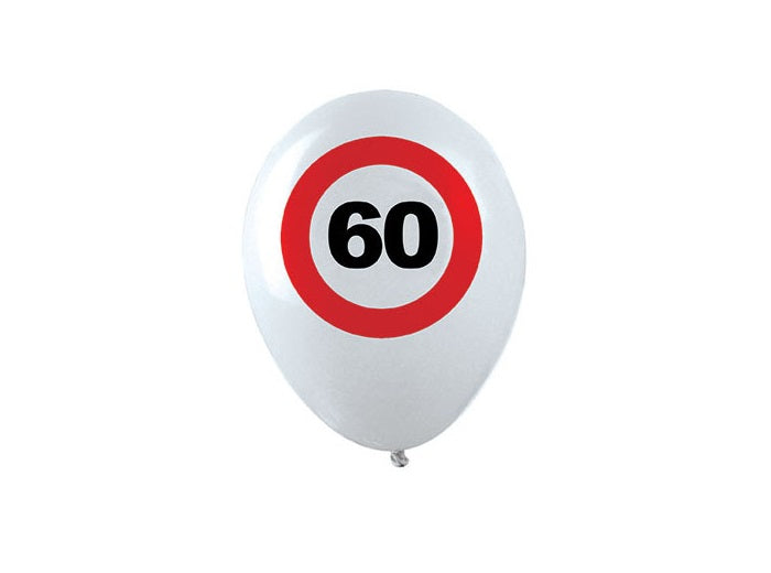 lot de 12 ballons 60 ans blanc