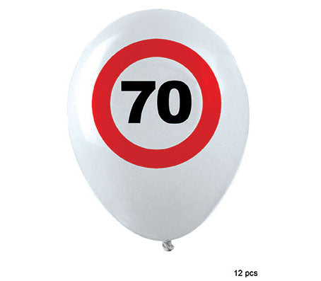 lot de 12 ballons 70 ans blanc