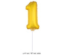 ballon chiffre 1 en aluminium avec bâton or 40cm