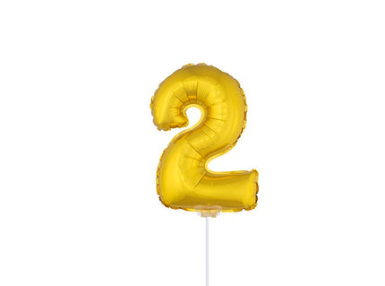 ballon chiffre 2 en aluminium avec bâton or 40cm