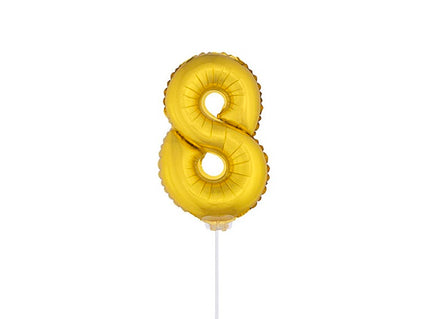 ballon chiffre 8 en aluminium avec bâton or 40cm