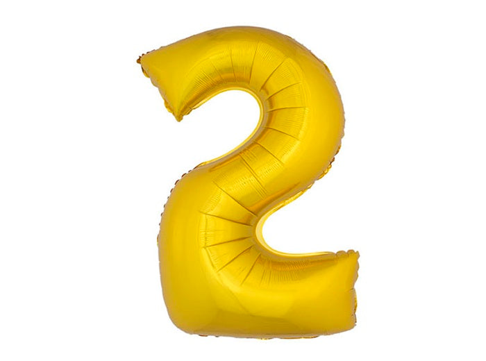 ballon chiffre 2 en aluminium or 1m