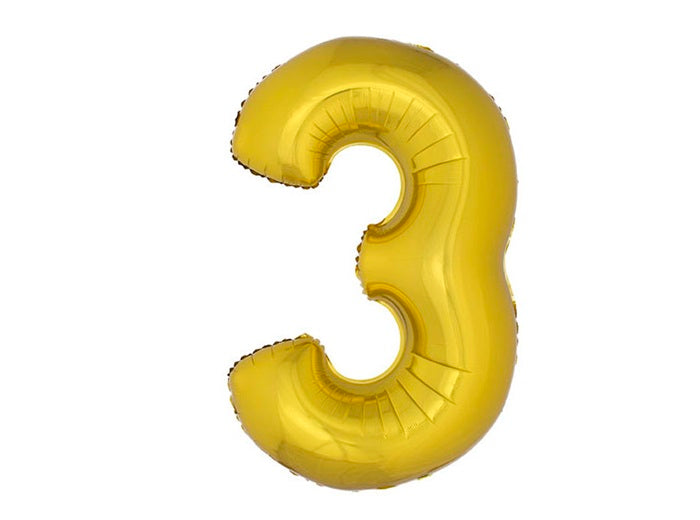 ballon chiffre 3 en aluminium or 1m