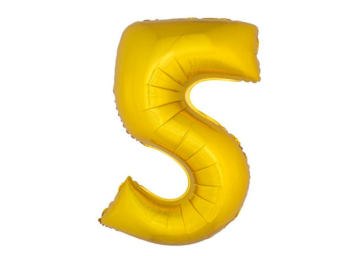 ballon chiffre 5 en aluminium or 1m