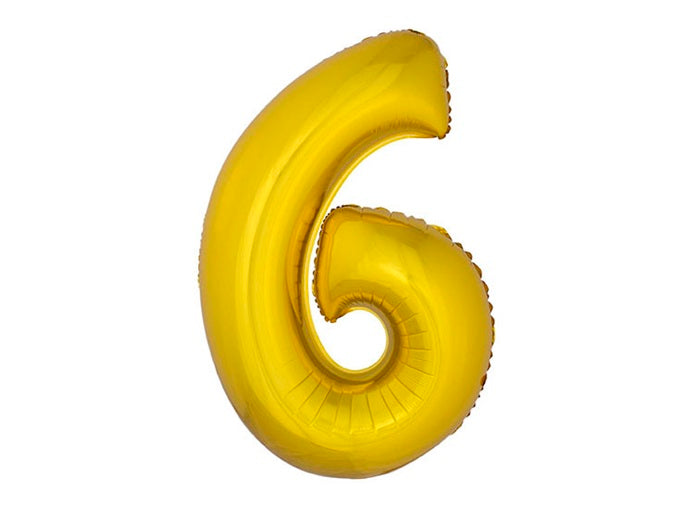ballon chiffre 6 en aluminium or 1m