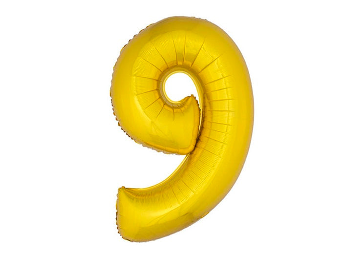ballon chiffre 9 en aluminium or 1m