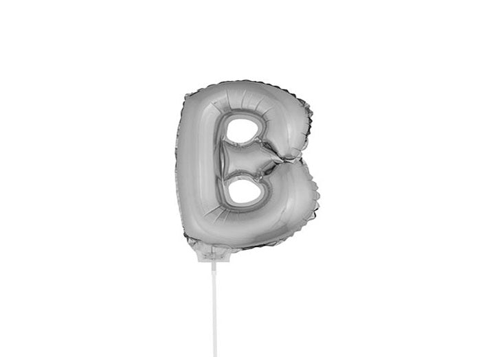 ballon lettre b en aluminium avec bâton 41cm argent
