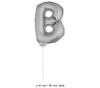 ballon lettre b en aluminium avec bâton 41cm argent