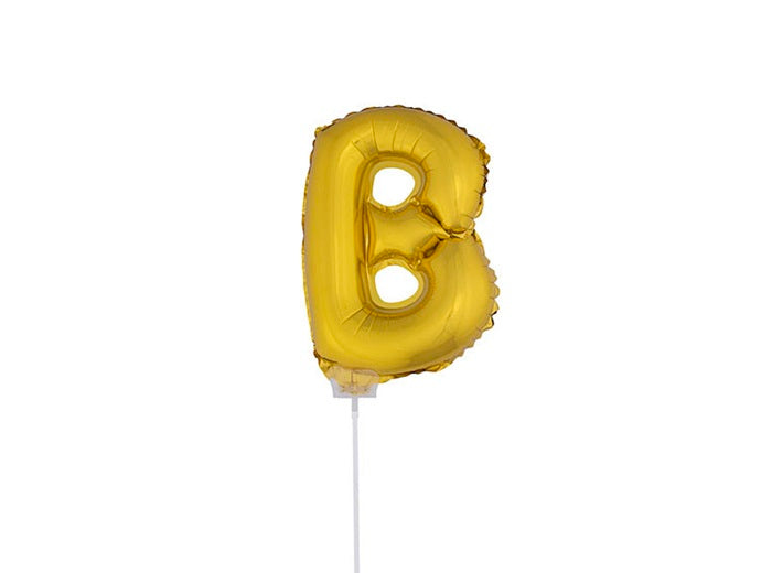 ballon lettre b en aluminium avec bâton 41cm or
