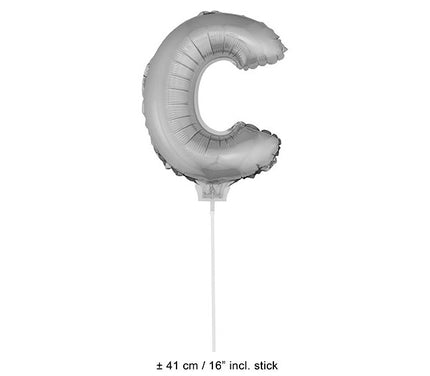 ballon lettre c en aluminium avec bâton 41cm argent