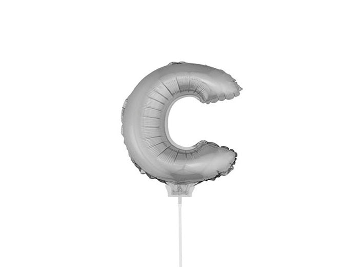 ballon lettre c en aluminium avec bâton 41cm argent