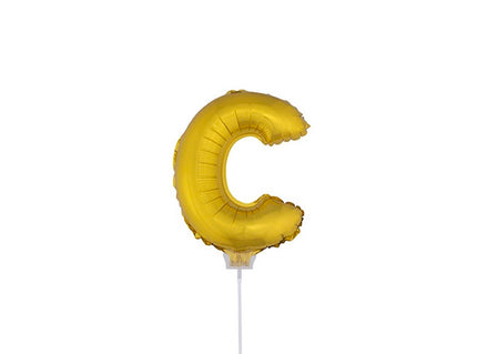 ballon lettre c en aluminium avec bâton 41cm or