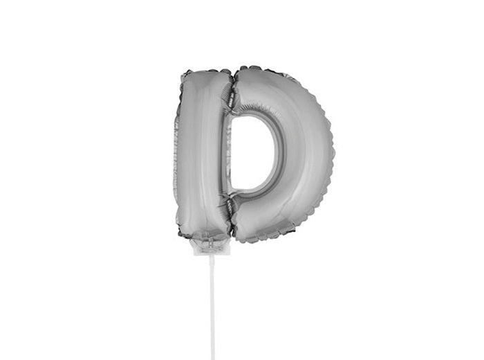 ballon lettre d en aluminium avec bâton 41cm argent