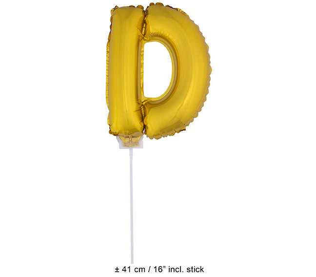 ballon lettre d en aluminium avec bâton 41cm or