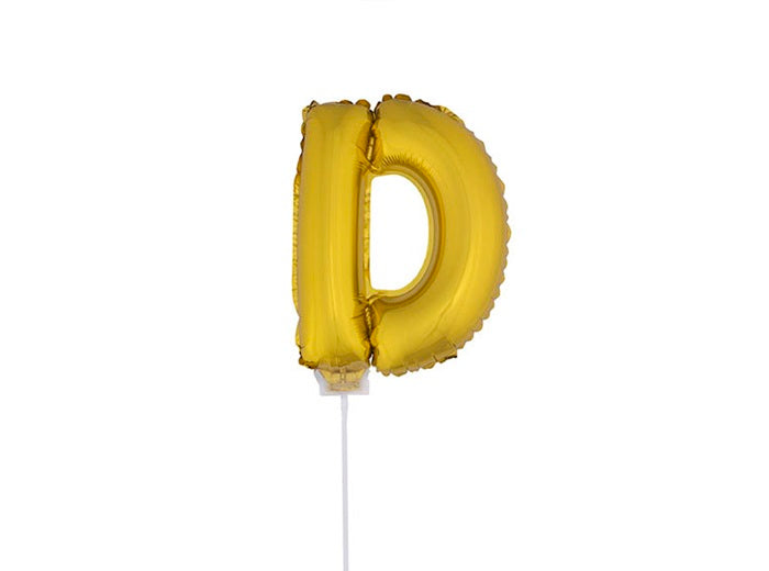 ballon lettre d en aluminium avec bâton 41cm or