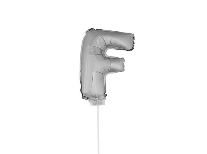 ballon lettre f en aluminium avec bâton 41cm argent