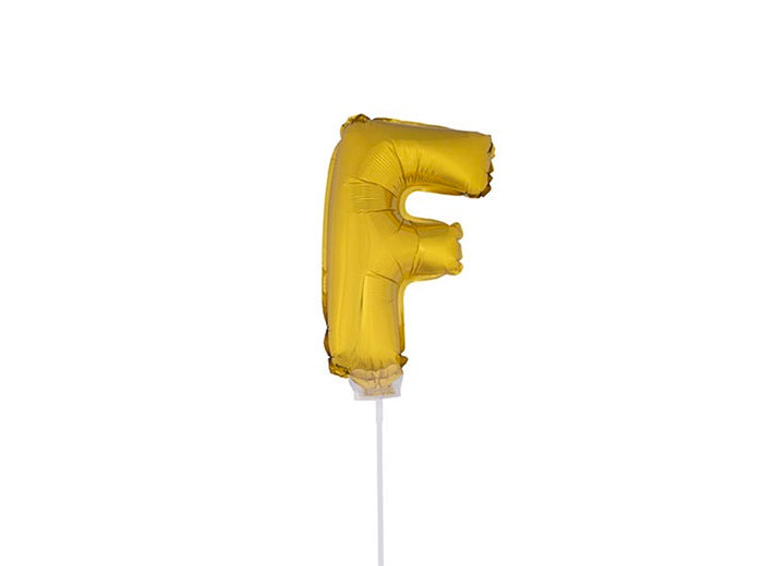 ballon lettre f en aluminium avec bâton 41cm or