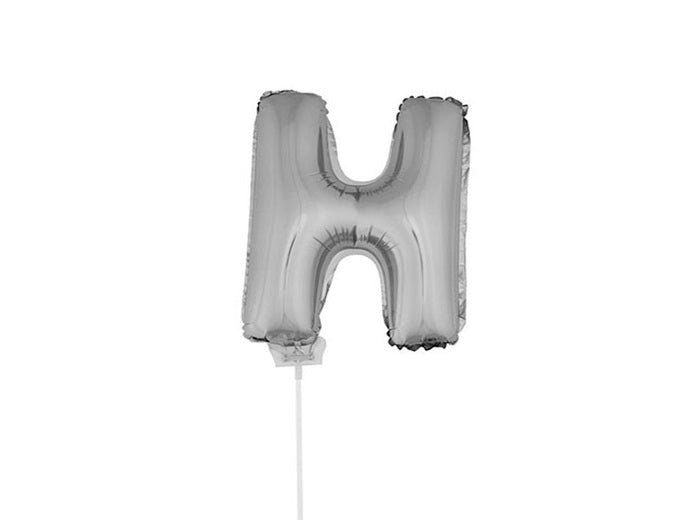 ballon lettre h en aluminium avec bâton 41cm argent