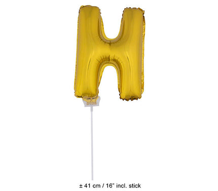 ballon lettre h en aluminium avec bâton 41cm or