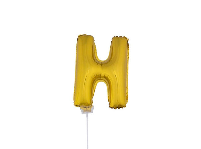ballon lettre h en aluminium avec bâton 41cm or