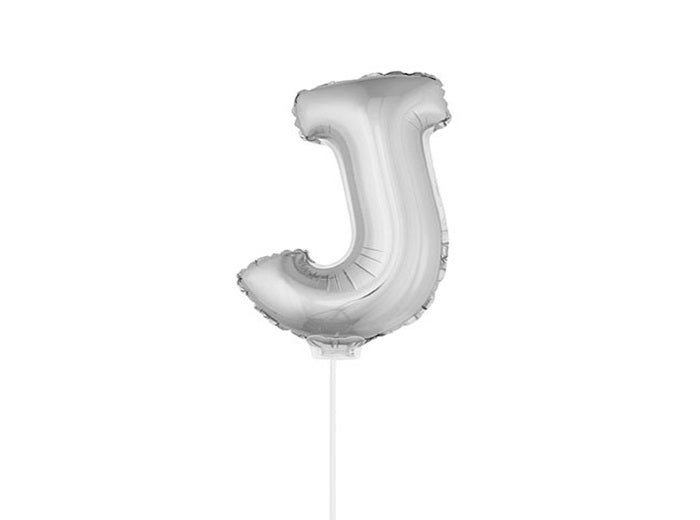 ballon lettre j en aluminium avec bâton 41cm argent