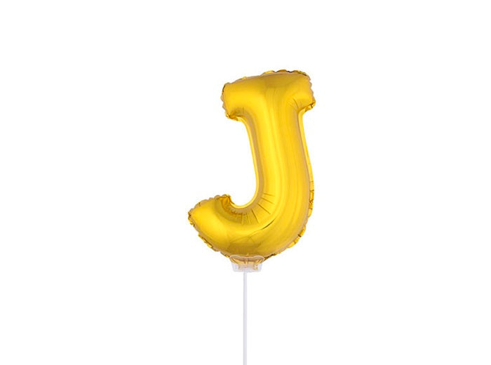 ballon lettre j en aluminium avec bâton 41cm or