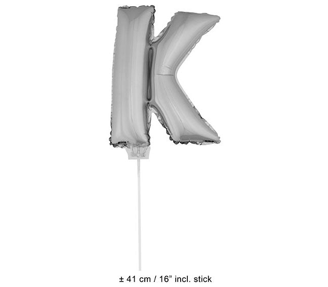 ballon lettre k en aluminium avec bâton 41cm argent