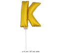 ballon lettre k en aluminium avec bâton 41cm or