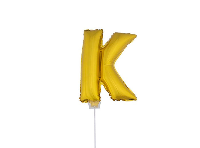 ballon lettre k en aluminium avec bâton 41cm or