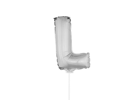 ballon lettre l en aluminium avec bâton 41cm argent