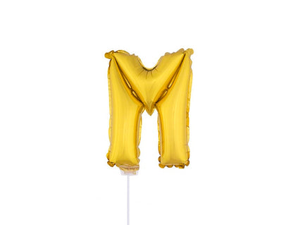 ballon lettre m en aluminium avec bâton 41cm or