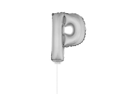 ballon lettre p en aluminium avec bâton 41cm argent