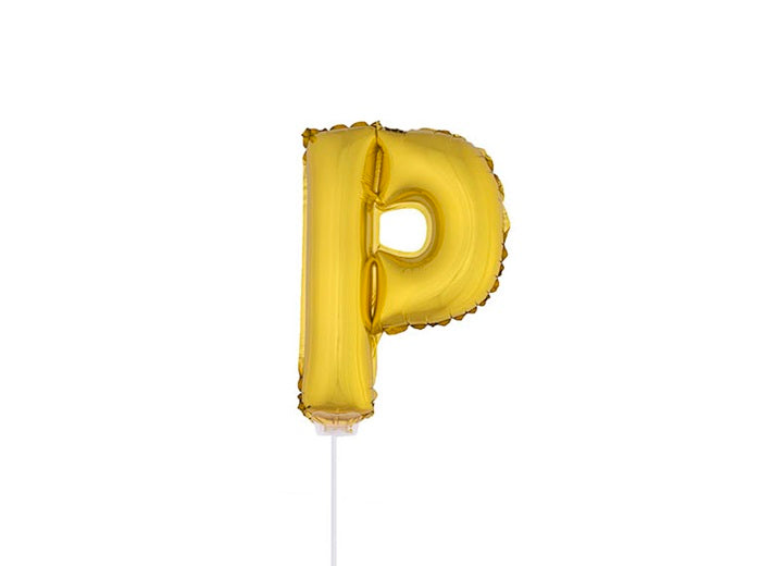 ballon lettre p en aluminium avec bâton 41cm or