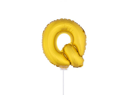 ballon lettre q en aluminium avec bâton 41cm or
