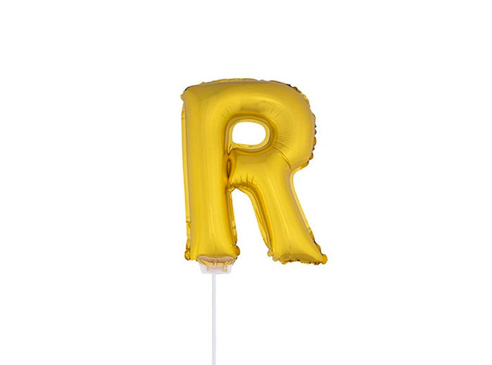 ballon lettre r en aluminium avec bâton 41cm or
