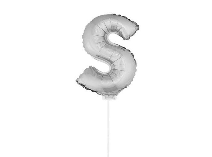 ballon lettre s en aluminium avec bâton 41cm argent