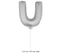 ballon lettre u en aluminium avec bâton 41cm argent