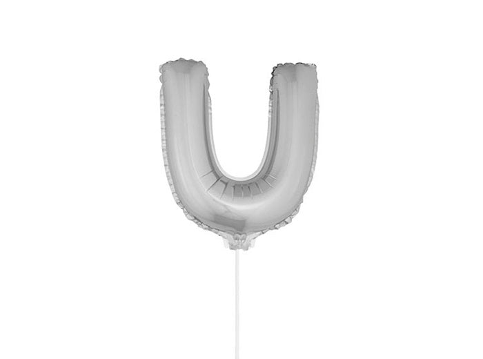 ballon lettre u en aluminium avec bâton 41cm argent